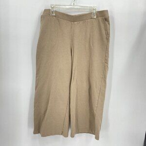 J Jill Brown Cropped Wide Leg Sweatpants Elastic Pull On Size L P
